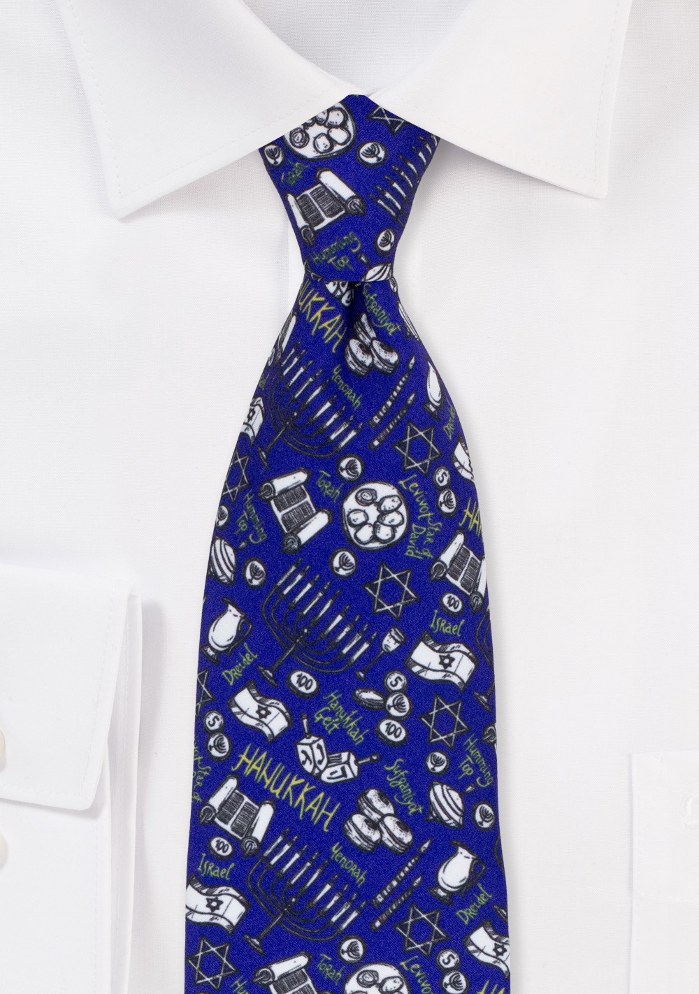Hanukkah Print Necktie in Blue