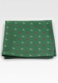 Forest Green Reindeer Print Pocket Square