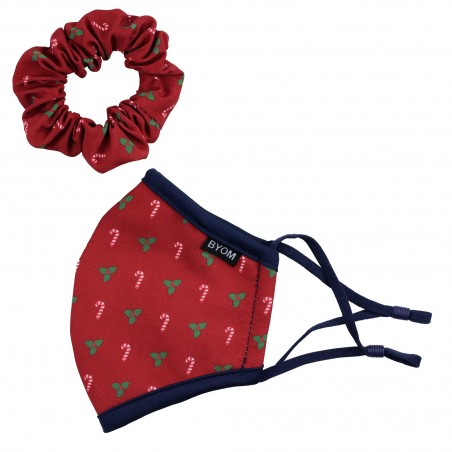 Kids Mask and Scrunchie Set in Christmas Print