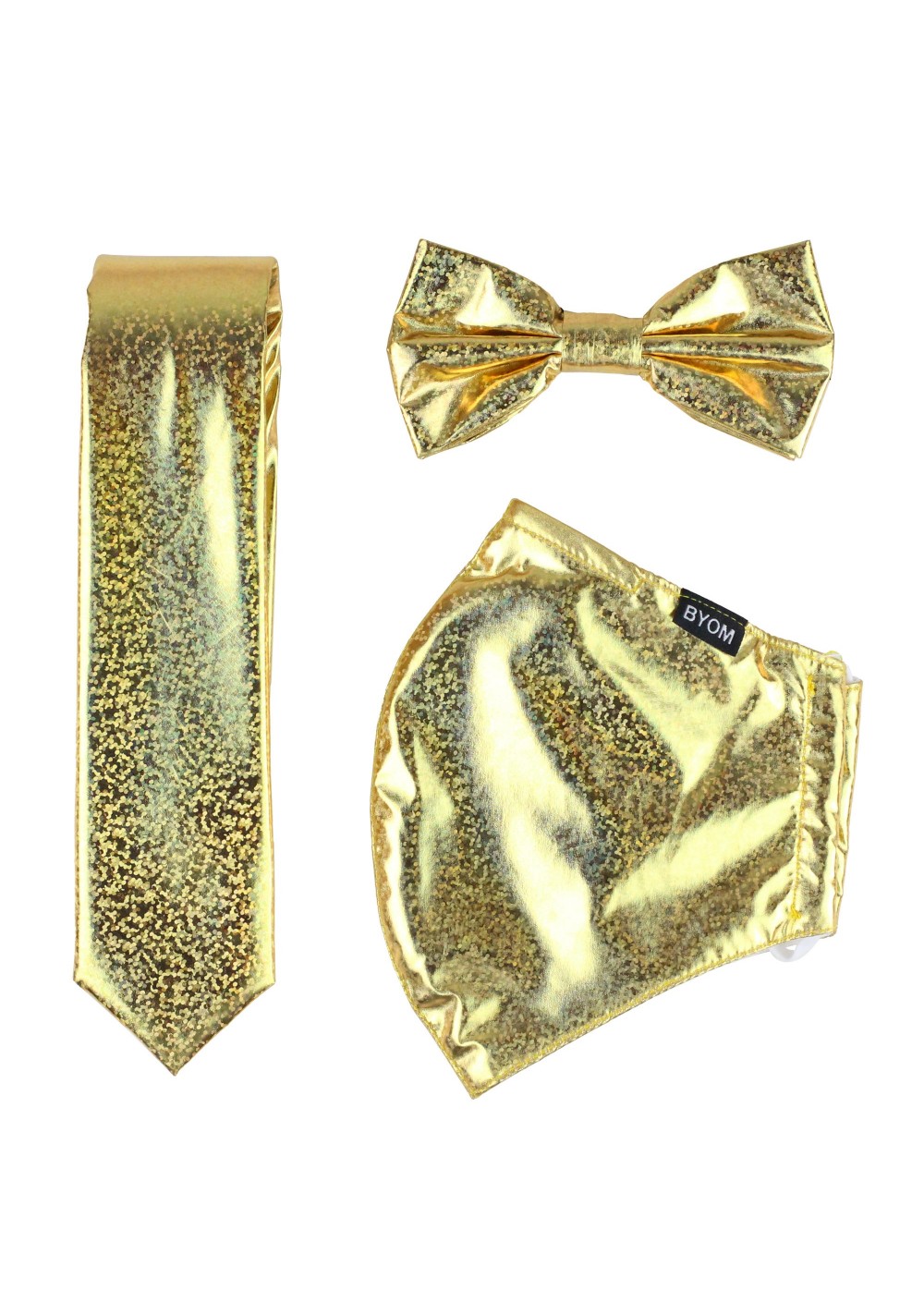 Festive Glitter Tie and Mask Set in Gold