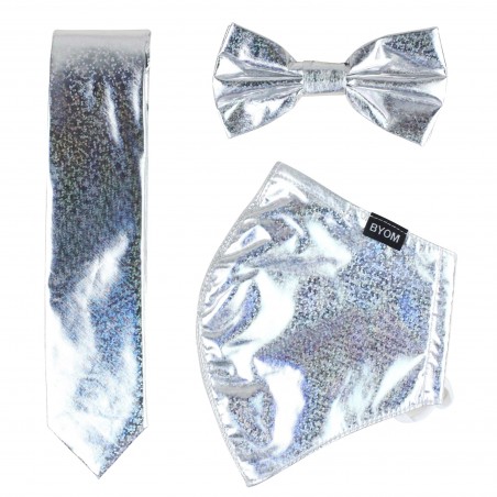 Glitter Mask and Tie Set in Silver