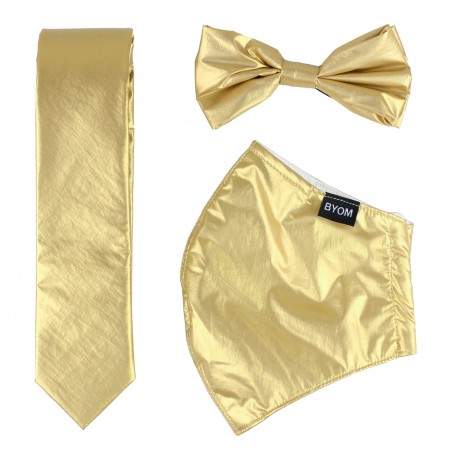 Metallic Gold Mask and Tie Set