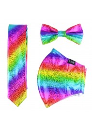 Rainbow Glitter Tie and Mask Set