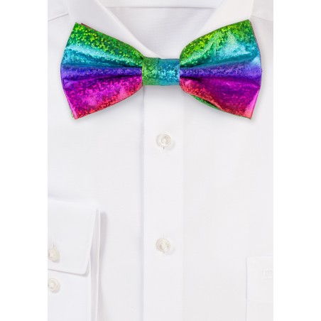Rainbow Glitter Bow Tie