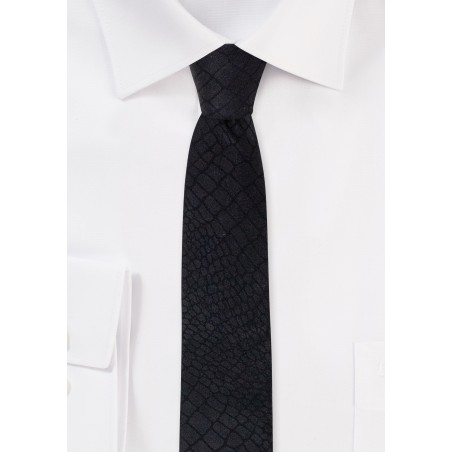 Croc Print Necktie in Black