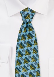 Blue and Gold Hanukkah Necktie
