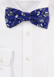 Blue Hanukkah Print Bow Tie