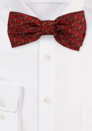 Burgundy Bow Tie with Jumping Reindeer