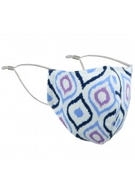 Geo Print Mask in White and Blue