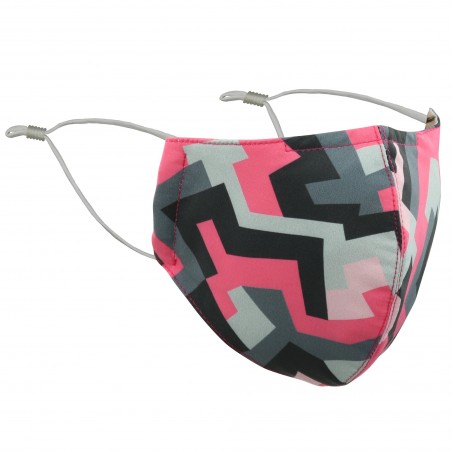 Abstract Print Mask in Pink and Gray