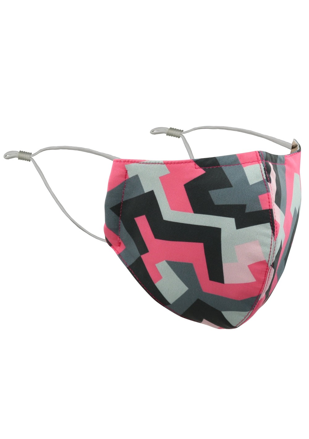 Abstract Print Mask in Pink and Gray