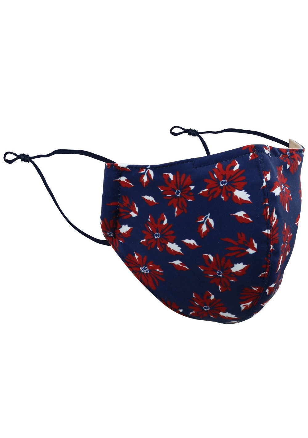 Blue and Wine Red Floral Print Mask