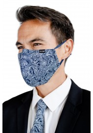 Navy Bandana Style Paisley Mask with Filter Styled