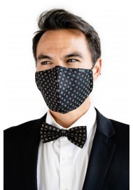 Bow Tie + Face Mask Set in Black and Gold