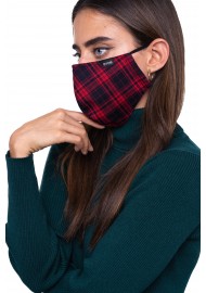 Punk Rock Tartan Face Mask in Black and Red Styled