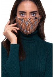 Autumn Check Mask in Brown and Burnt Orange Styled