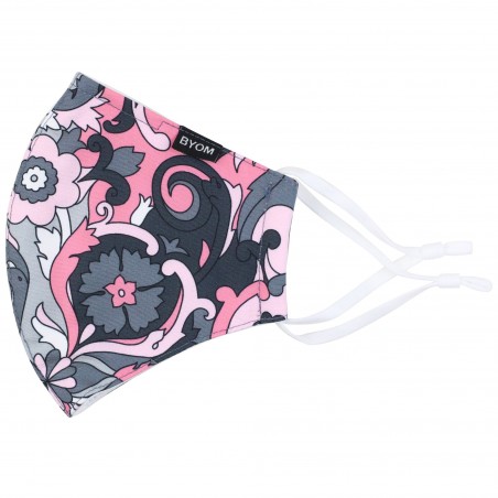 Floral Paisley Face Mask in Pink and Gray