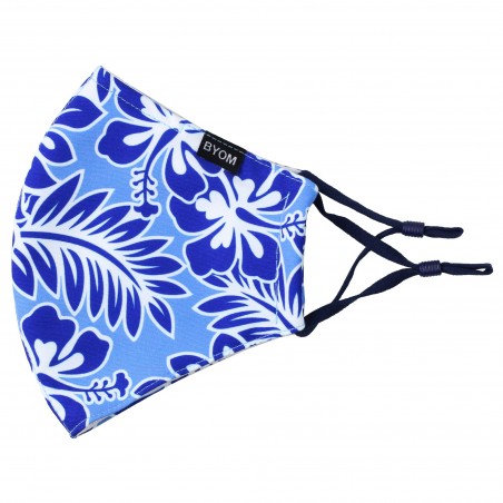 Hawaii Print Floral Mask in Sky Blue