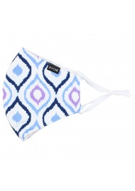 Geo Print Mask in White and Blue