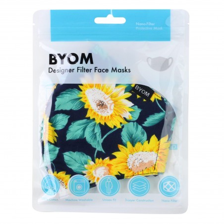 Sunflower Print Mask in Mask Bag