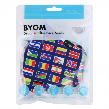 Flags of the World Mask in Mask Bag