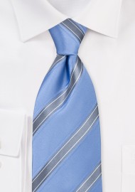 Sky Blue and Silver Striped Tie
