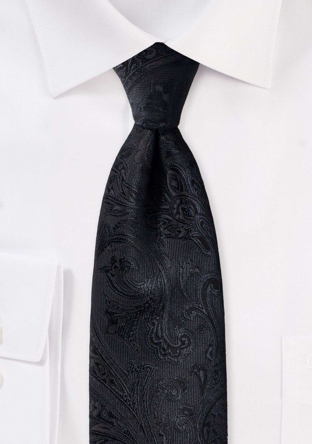 Woven Paisley Tie in Solid Black