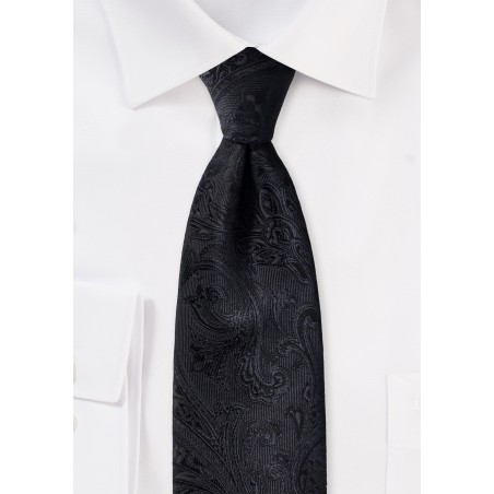 Textured Black Paisley Tie for Kids