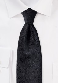 Formal Black Paisley Tie in XL