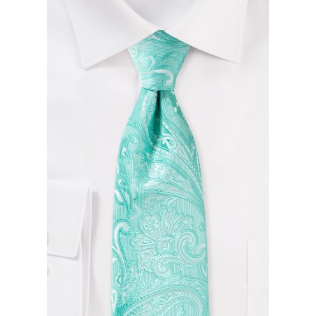 Wedding Paisley Tie in Aqua