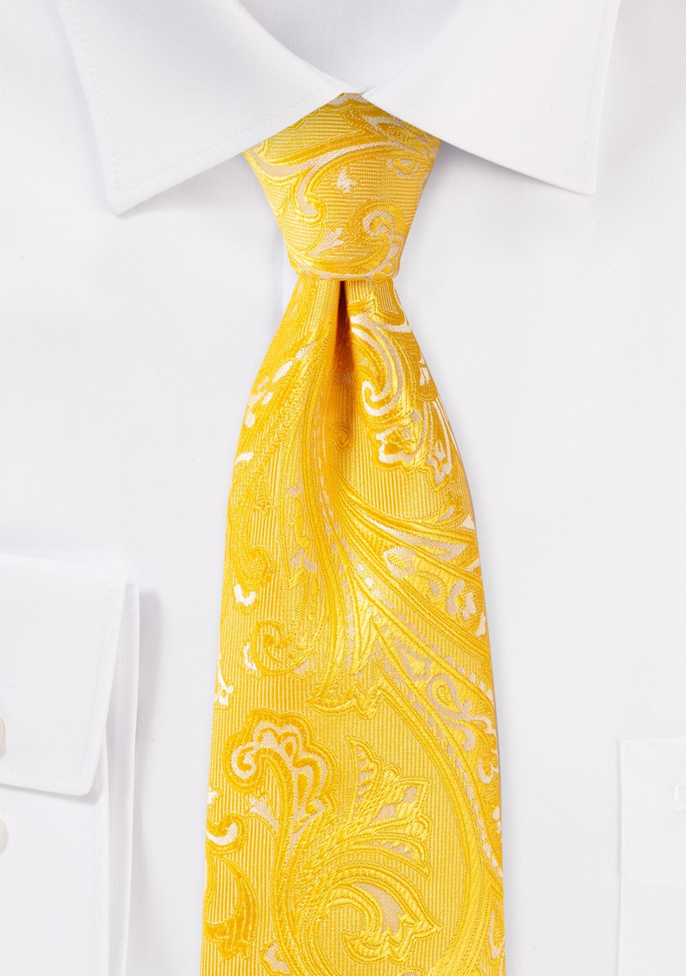 Canary Yellow Mens Paisley Tie in XL