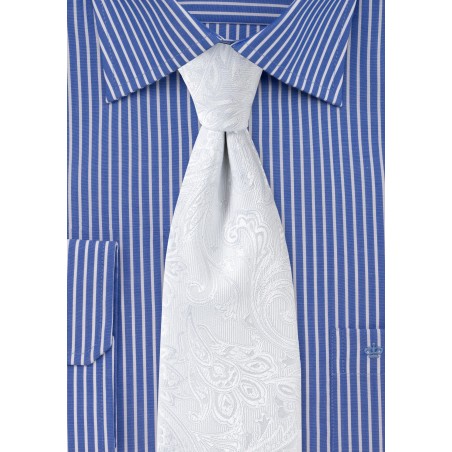 Bright White Paisley Tie for Kids