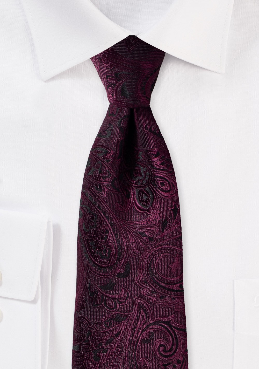 Claret Paisley Tie in XL