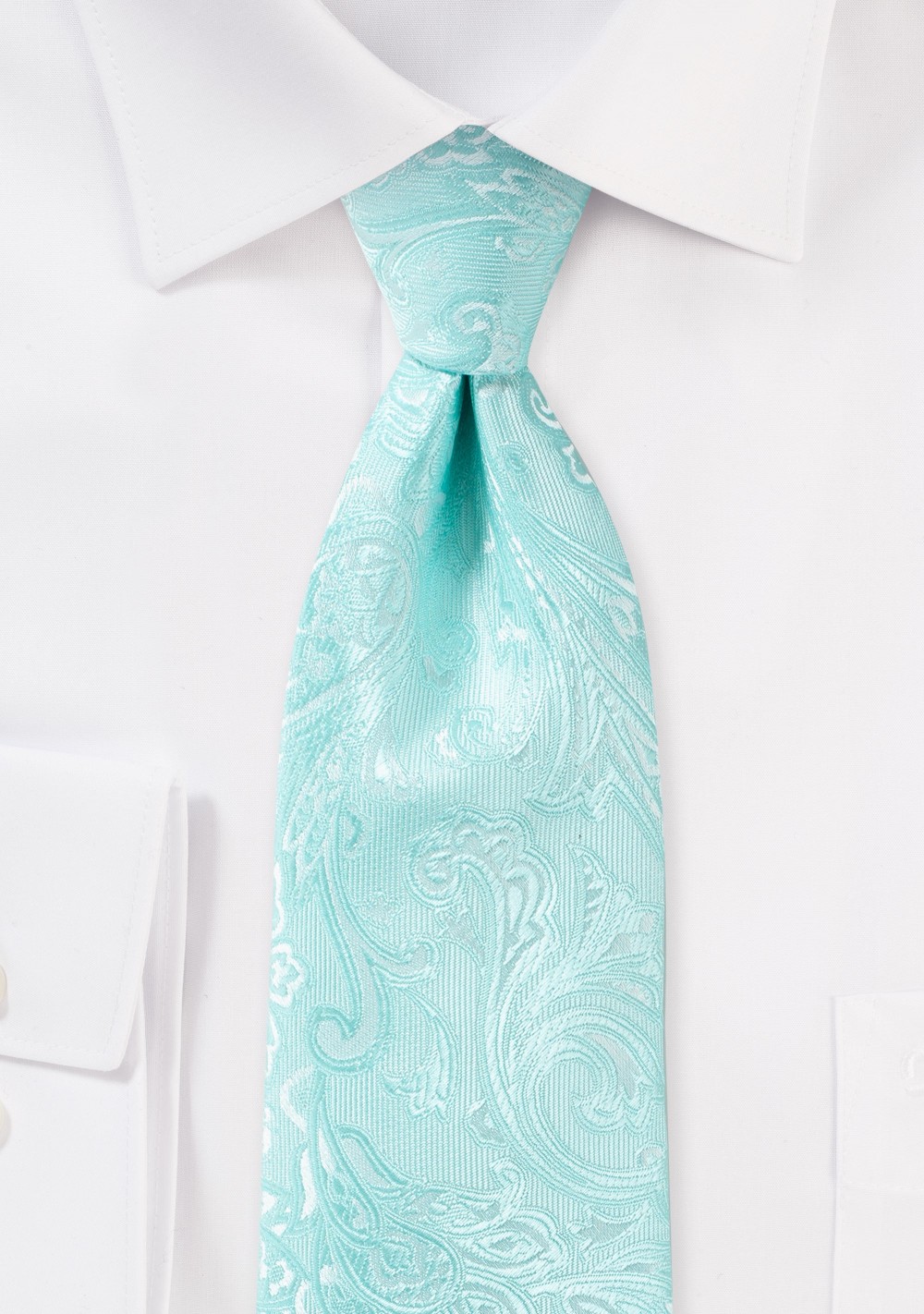 Robins Egg Blue Paisley Tie in XL