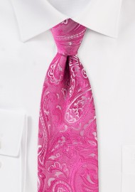 Dragon Fruit Pink Paisley Tie in XL