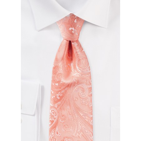 Rich Woven Paisley Tie in Bellini