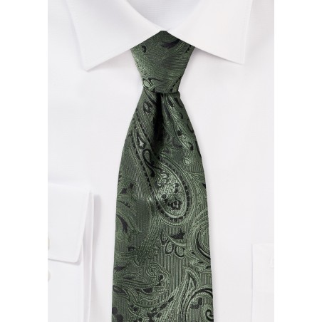 Moss Green Paisley Tie