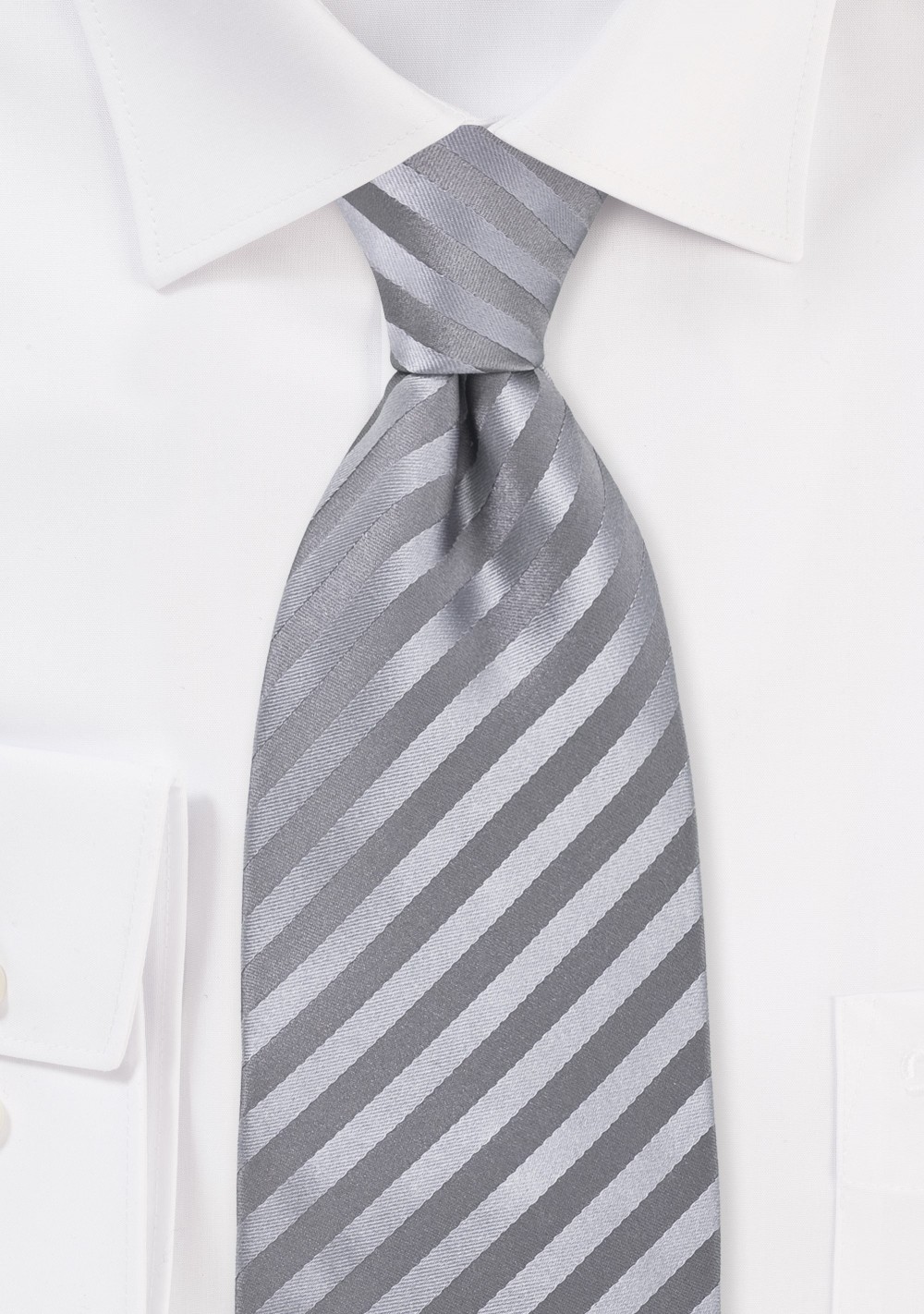 Silver-Gray Silk Tie in Extra Long Length