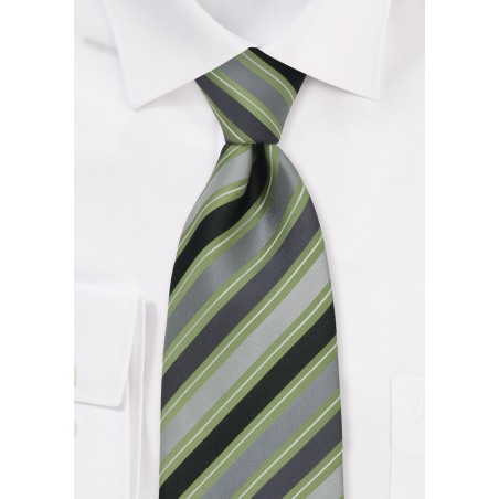 Silver, Gray, and Green Silk Tie