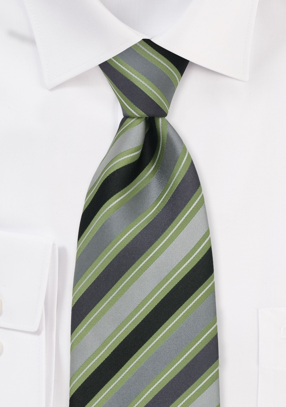 Silver, Gray, and Green Silk Tie