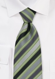 Gray and Green Striped Tie in XL
