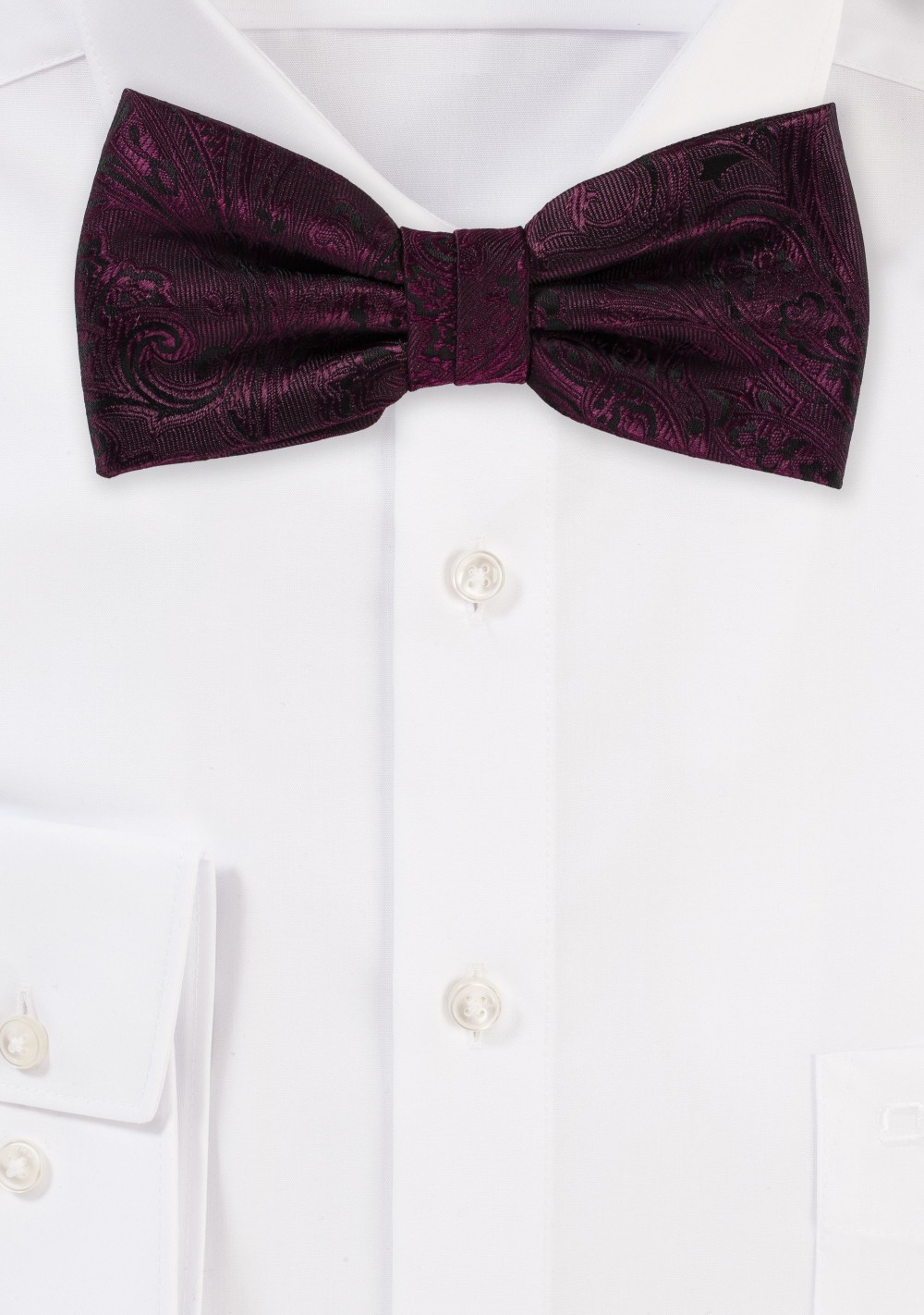 Claret Red Paisley Bow Tie