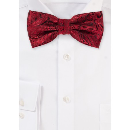 Bow Tie with Paisleys in Ruby Red