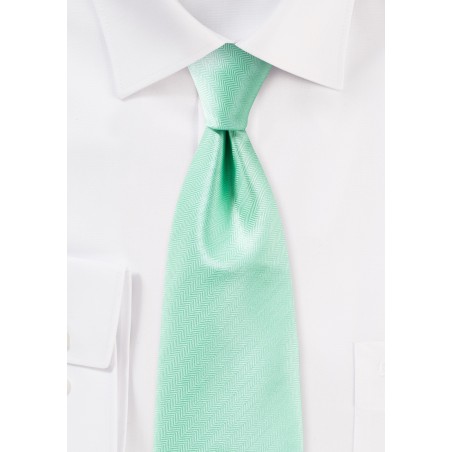 Fresh Mint Green Herringbone Tie