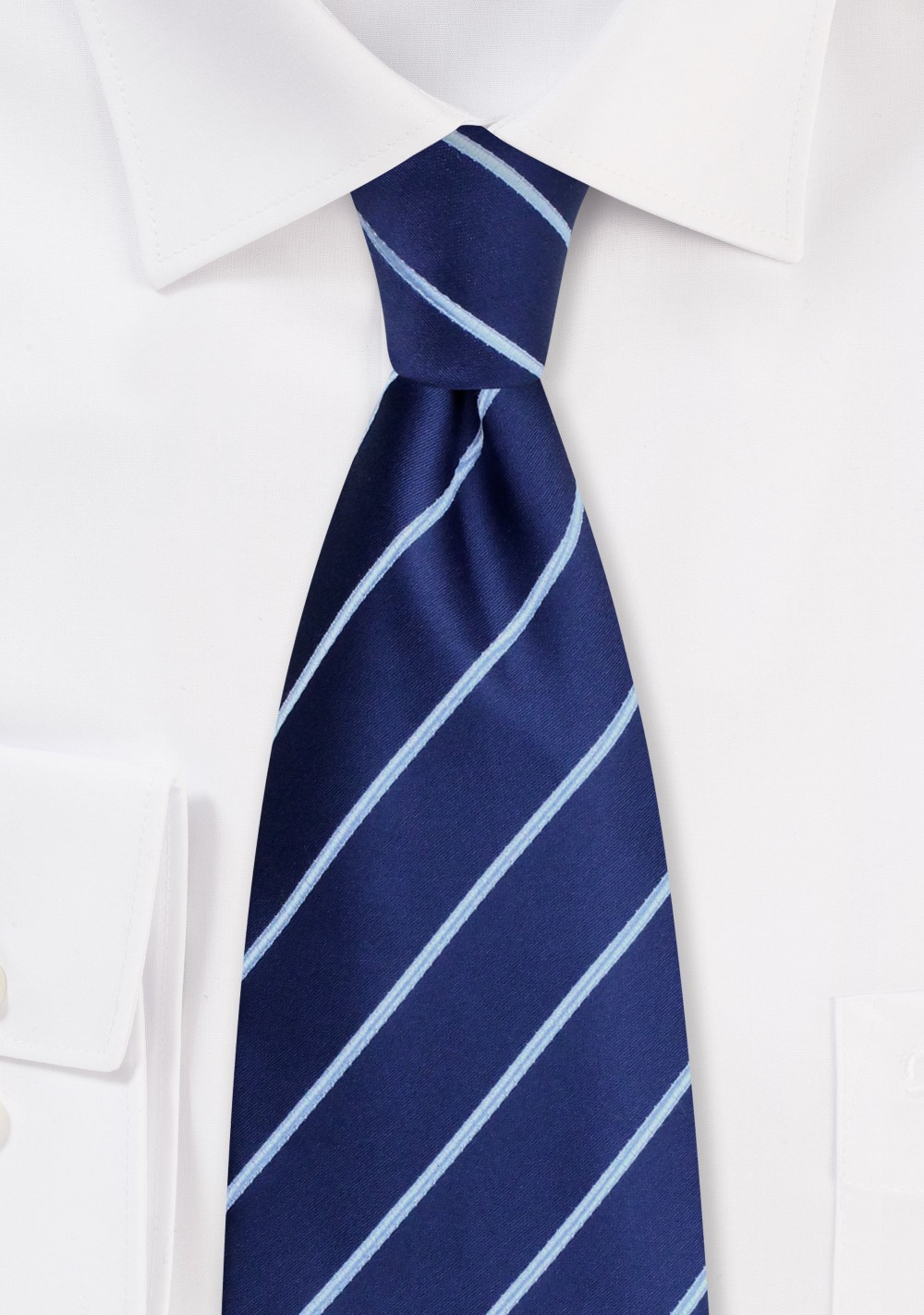 Blue Silk Ties - Navy blue striped necktie