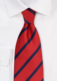 Striped Tie in Brick-Red and Navy