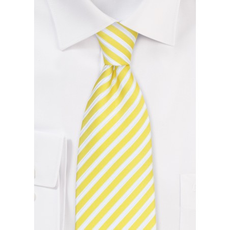 Bright Yellow and White Striped Tie