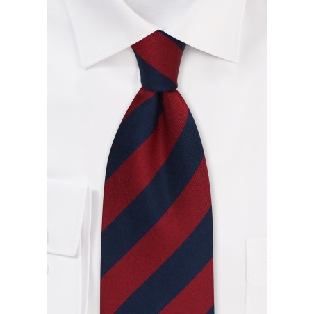 Extra Long Regimental Tie in Red and Navy