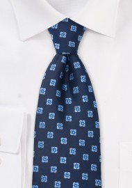 Navy Blue Floral Pattern Tie
