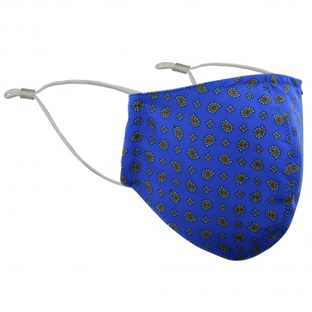 Foulard Paisley Print Filter Mask in French Blue
